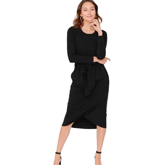 Smash + Tess Black Rebecca Sheath Long Sleeve Dress Size S Minimalist Lounge - Picture 1 of 5